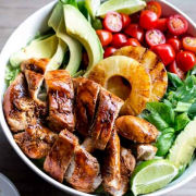 BBQ chicken salad with garlic and lime