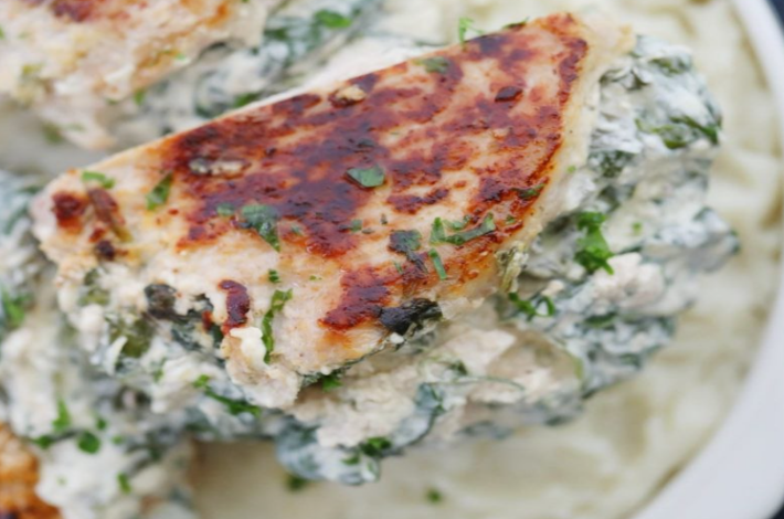 Spinach Stuffed Pork Chops